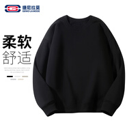 GENIOLAMODE衛(wèi)衣男日系純色休閑圓領(lǐng)長(zhǎng)袖上衣學(xué)生青少年日常百搭衣服