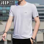 JEEP SPIRIT吉普短袖t恤男夏季新款圓領(lǐng)透氣半袖冰絲涼感大碼打底衫上衣 白色 M 100-135斤