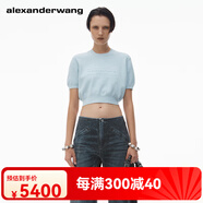 亞歷山大麥昆（Alexander McQueen）[同款]alexanderwang亞歷山大王女士羅紋短袖套頭針織衫 天衛(wèi)藍(lán) XS