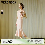VEROMODA連衣裙2024早春新款優(yōu)雅時尚方領(lǐng)魚尾裙設(shè)計感純色約會玫瑰 A17米子粉色 165/84A/M