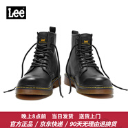 Lee【頭層牛皮】馬丁靴男高幫真皮靴子英倫風(fēng)韓版皮靴黑色大碼時裝靴 黑色四季款 L214UE029 40 【偏大/請拍小一碼】