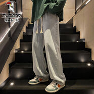 啄木鳥（TUCANO）復(fù)古風(fēng)牛仔褲男款夏季直筒寬松大碼冰絲闊腿褲美式潮流休閑長褲子 淺藍(lán)色 M 95至115斤可穿