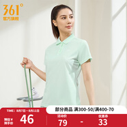361度運(yùn)動(dòng)翻領(lǐng)t恤2025年春夏季新款休閑透氣短袖情侶POLO衫 【女款】微波綠 L