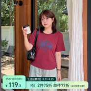 惟友大碼t恤女胖妹妹夏裝女裝顯瘦遮肚子街頭風(fēng)個(gè)性抽繩上衣 波多紅 2XL 【尺碼偏大】 建議150-170斤
