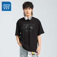 真維斯（Jeanswest）王一博同款真維斯重磅T恤夏季情侶短袖新款LN匠心品質(zhì) 黑色2015 XS 165_84A_