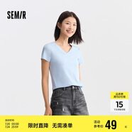 森馬[涼感T]短袖T恤女修身V領(lǐng)正肩簡(jiǎn)約抗菌夏裝純色109324100018