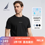 諾帝卡（NAUTICA）男裝春夏新款舒適親膚透氣涼感休閑短袖圓領(lǐng)T恤男TE4102 黑色0TB S