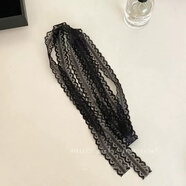 韓式都品疊戴層次感韓系白色蕾絲系脖鎖骨頸帶女小眾細(xì)窄長(zhǎng)條飄帶絲巾項(xiàng)鏈 150cm(黑色)蕾絲