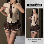 愛帛哆制服裙純欲風(fēng)特辣性感cosplay jk制服裙套裝收腰日系學(xué)院風(fēng)OL學(xué)姐 套裝（上衣+短裙+領(lǐng)帶+胸牌） M 80-100