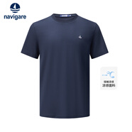 Navigare意大利小帆船男休閑簡約涼感純色短袖T恤1125505307 海軍藍 2XL
