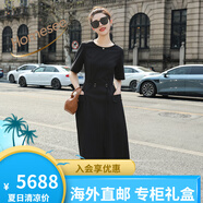Homesee輕奢國際高檔品牌連衣裙歐貨女OL收腰氣質(zhì)修身顯瘦赫本風(fēng)裙子 黑色 S (建議90-105斤)