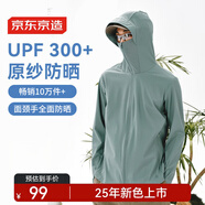 京東京造【UPF300+】防曬衣男士原紗冰絲涼感夏季防曬服男外套 茉綠色XL