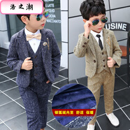 洛之潮男童春秋冬季兒童裝小西裝套裝韓版男童禮服主持人表演服兩三件套 主圖款 100 9碼