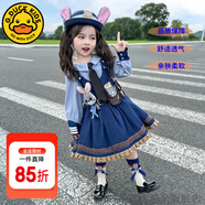 G.DUCKKIDS童裝洛麗塔公主裙女童連衣裙春秋季新款朱迪兔子警官生日禮服兒童 兔耳朵款朱迪長袖兩件套【不加絨】 130 尺碼7~8歲【120-130cm】