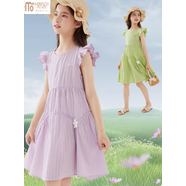 莫代爾女童純棉連衣裙2024新款無袖兒童夏季新款花朵公主裙女孩背心裙 紫色 7 130 建議身高120-130cm7-8歲