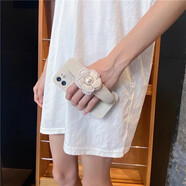 瑞桓柏小香風(fēng)山茶花皮腕帶適用于iphone15手機(jī)殼16蘋果11軟14保護(hù)殼12pr 米色珍珠小香風(fēng)腕帶 iPhoneSE4