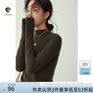 范思藍恩范思藍恩204303半高領(lǐng)打底衫女秋冬百搭修身針織上衣緊身內(nèi)搭毛衣 深咖色  S