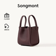 Songmont中號菜籃子系列女設(shè)計師款頭層牛皮大容量通勤手提包 勃艮第紅 帆布內(nèi)膽 現(xiàn)貨