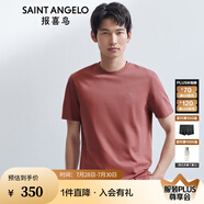報喜鳥短袖T恤男裝【舒彈涼感不易變形】夏季新款簡約休閑圓領(lǐng)短袖T恤衫 紅棕色 XL -50(180/100)