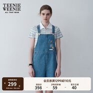 Teenie Weenie小熊夏裝學(xué)院風(fēng)休閑背帶褲復(fù)古韓版牛仔褲短褲女 淺藍(lán)色 S (160)