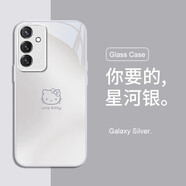 三星（SAMSUNG）適用黑白貓咪三星GalaxyS25Ultra手機殼S24FE新款s23plus金屬漆s2 F3067Hello(金屬漆玻璃)銀色+膜 三星GalaxyS21
