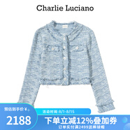 Charlie Luciano刺繡牛仔短款夾克春夏新款淺藍93944小香風小清新cl外套女潮 淺藍色 34