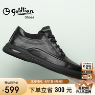 金利來（goldlion）男鞋男士休閑鞋時尚舒適耐磨休閑皮鞋50623011401A-黑色-39碼