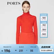 PORTS寶姿商場同款 秋季女裝簡約高領(lǐng)羊毛套頭針織衫LA9K455JKW001 南瓜橙 S