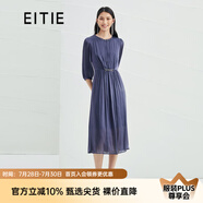 愛特愛（EITIE）氣質(zhì)壓褶收腰長禮服連衣裙夏季新款釘珠優(yōu)雅6677307 深藍(lán)31 M 160