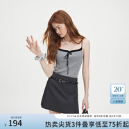 范思藍恩秋季高腰短裙女2024新款灰色氣質(zhì)通勤淑女韓版小A字裙子女送腰帶 深灰色 S