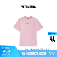 VETEMENTS正品重磅彩色漸變純棉100%男女士高檔端輕奢短袖t恤夏季寬松半袖 粉紅 L