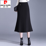 皮爾卡丹（pierre cardin）哈弗妮魚(yú)尾裙長(cháng)裙秋冬女2025新款高腰顯瘦韓版修身包臀裙通勤裙子 黑色裙長(cháng)72cm XL 22 2尺2 29碼