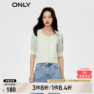 ONLY淑女泡泡袖花朵拼接套頭短袖針織衫女|123213003 A01 西克雷斯特SEACREST M 165/84A