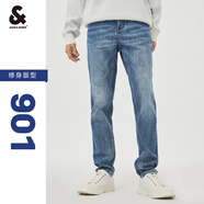 杰克·瓊斯（JACK&JONES）男裝修身牛仔褲男彈性品牌男褲休閑高檔潮流四季款寬松直筒褲子 084中牛仔藍 修身 28 165 W28/L30