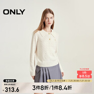 ONLY秋冬含羊毛學(xué)院風(fēng)套頭翻領(lǐng)寬松針織衫女|124313028 A43 奶油白色 L (170) 88A