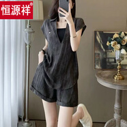 恒源祥時(shí)尚套裝女夏季氣質(zhì)顯瘦輕熟薄款減齡設(shè)計(jì)感假兩件無(wú)袖短褲兩件套 套裝( 假兩件上衣+褲子) XL 建議115-130斤