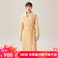 哥弟真的好（GIRDEAR）女裝羊毛羊絨雙面呢子大衣外套女【附腰帶】A400820 杏 S (2碼)
