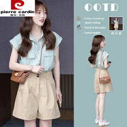 皮爾卡丹（pierre cardin）夏日穿搭套裝女2025新款春夏裝搭配一整小個(gè)子ootd減齡短褲兩件套 單件短褲子夏天穿搭一整套/冷淡 XL 今年流行漂亮套裝/夏日多巴胺