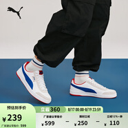 彪馬（PUMA）經(jīng)典復(fù)古透氣小白鞋男女撞色休閑板鞋運(yùn)動(dòng)鞋COURT 371931 白-水泥灰-亮藍(lán)-05 35.5