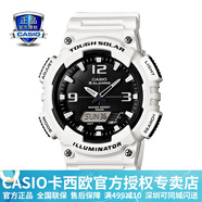卡西歐（CASIO） 男表女表卡西歐手表男女情侶表學生時尚運動表太陽能雙顯電子表 太陽能表：AQ-S810WC-7白武士
