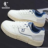 喬丹板鞋男鞋2025冬季新款復古休閑鞋子男款皮面厚底百搭滑板運動(dòng)鞋男 象牙色/海岸藍 43