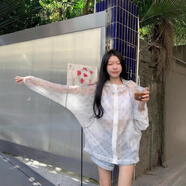 榮西圖（RONGXITU）韓系復(fù)古花朵連帽短外套防曬上衣女夏季設(shè)計(jì)感2025 白色 L