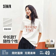 森馬短袖t恤女中長款純棉休閑風(fēng)夏季寬松字母套頭衫101324100004