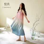 悅內帶胸墊睡裙女士睡衣夏季夏天冰絲綢吊帶背心大碼長(cháng)裙漸變粉高級感 B23603冰蜜粉【帶胸墊】 M (160) 【體重90-110斤】