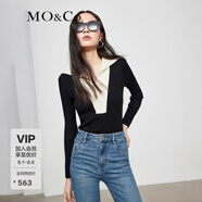 MO&Co.針織衫撞色千金針織小香風休閑針織衫女黑色針織衫摩安珂 黑色-第2批 S 160