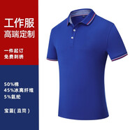 衫侶夏季冰絲工作服定制polo衫短袖工衣企業(yè)t恤文化衫訂做刺繡印logo 升級冰絲款-寶藍(lán) XL