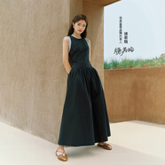 范思藍(lán)恩【徐若晗同款】腰精裙無(wú)袖背帶連衣裙女夏收腰禮服小黑裙 墨染黑 M