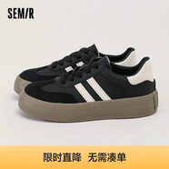 Semir女鞋德訓鞋女春夏透氣百搭休閑運動(dòng)鞋板鞋女SFYM233655 黑色 38