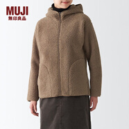 無印良品 MUJI 女式 長毛抓絨連帽衫 BBJ21A2A 柔軟外套短款外套 深咖啡色 M