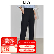 LILY2025春新款簡(jiǎn)約百搭休閑通勤直筒褲鐮刀彎刀褲九分褲女長(zhǎng)褲 510黑 S